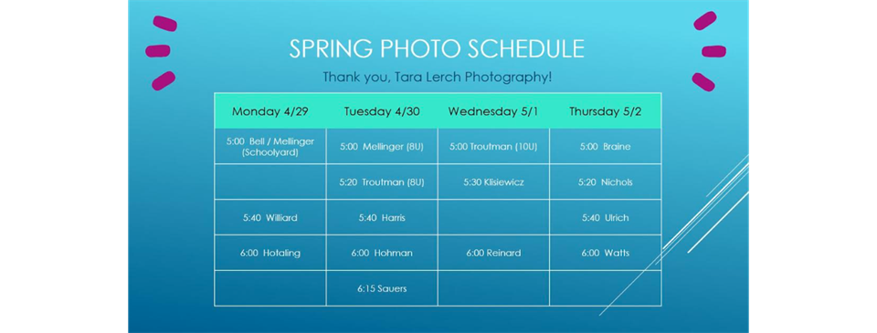 Spring 2024 Photo Schedule